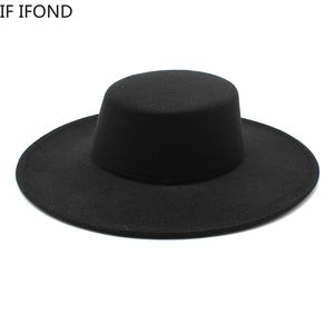 Casquettes Chapeaux Large Brim Seau Français Femmes Grand 10CM Fedora Hiver Laine Derby Mariage Jazz Plat Top Feutre 230412