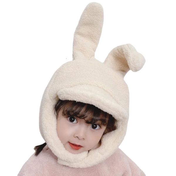 Casquettes Chapeaux Chapeau de bébé d'hiver à la mode avec oreilles de lapin dressées, chapeaux de bébé pour filles et garçons, casquette polaire douce pour enfants, chapeau chaud d'extérieur pour tout-petits 231213