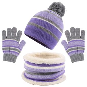 Casquettes Chapeaux Hiver Enfants Chapeau Écharpe Gant Ensemble Tricot Doublé Polaire Bonnet Cache-cou Mitaines Pour Tout-petits Garçons Filles 38 Ans Drop Del Mxhome Amnoe