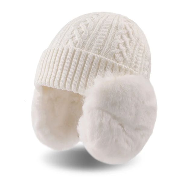 Casquettes Chapeaux Hiver Enfant Bonnet Chapeau Oreillette Bonnet En Tricot pour Garçons Enfants Casquette Chaude avec Cache-oreilles Enfants Filles Hiver Couleur Unie Bonnet 231202