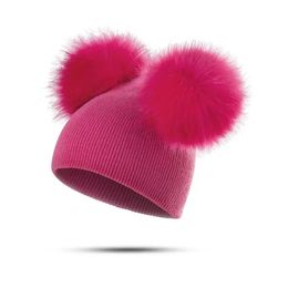 Berretti Cappelli Inverno Caldo Bambini Cappello lavorato a maglia Bambino Bambino Cappello di lana per bebè Berretto in maglia Berretto antivento Grande pompon Neonato Bambina Cappello con pon pon in pelliccia 231202