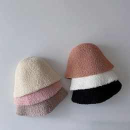 Gorras Sombreros Invierno Cálido Estilo Preppy Niños Niñas Sombrero de pescador Accesorios para niños Gorra de cúpula redonda 231110