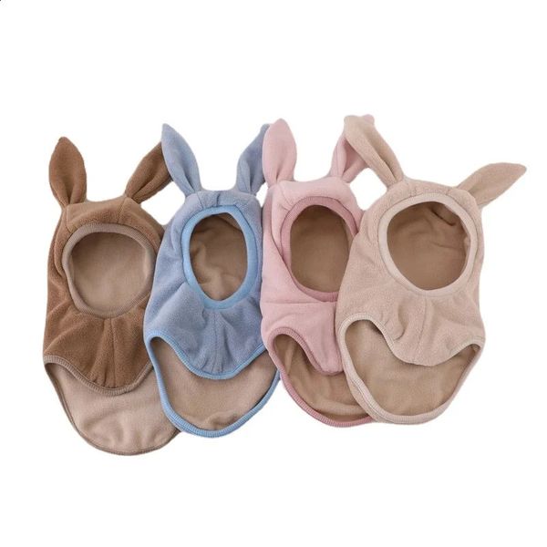 Casquettes Chapeaux Hiver Chaud Oreille De Lapin Bébé Chapeau Enfants Oreille Protection Cap Garçon Fille En Plein Air Coupe-Vent Capuchon Bonnets En Peluche Balaclava Chapeau 231108