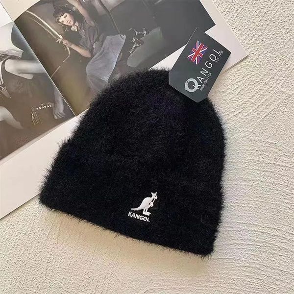 Casquettes KANGOL chapeau en tricot kangourou tendance pour femme chapeau en laine en peluche chaud automne et hiver nouveau chapeau froid ins super chapeau de feu
