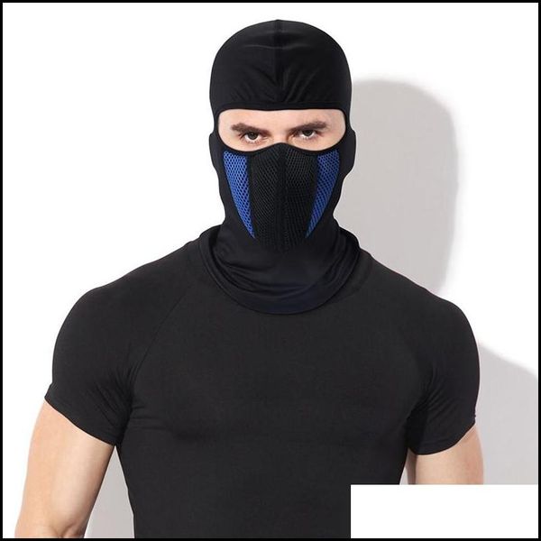 Casquettes Masques Équipement de protection Outdoorsblack Winter Fleece Balaclava FL Masque facial thermique plus chaud cyclisme capuche doublure sport ski vélo équitation Sno