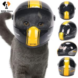 Caps mini casque pour animaux de compagnie mignon chat chienne casquette de moto extérieur casque pour chiot anticollision chapeau style photo lapin décoration