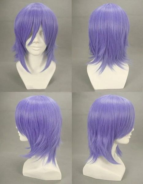 Gorras Rosario + Vampiro Mizore Shirayuki Peluca de cosplay Pelucas de pelo corto azul púrpura