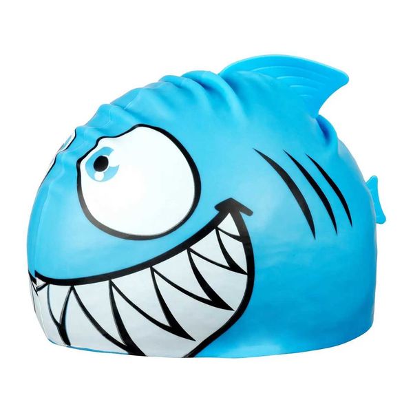 Caps Bonnet de bain chapeau de bain dessin animé poisson requin Silicone imperméable été piscine oreille protecteur pour fille garçon bébé enfants enfants YQ240119