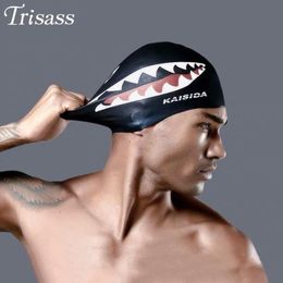 Gorros Gorros de Natación Trisass Gorro de Natación para Hombre Gorros de Natación de Tiburón Elásticos para Adultos Impermeables Protegen Las Orejas Pelo Largo Mujeres Suaves Bañarse Ca