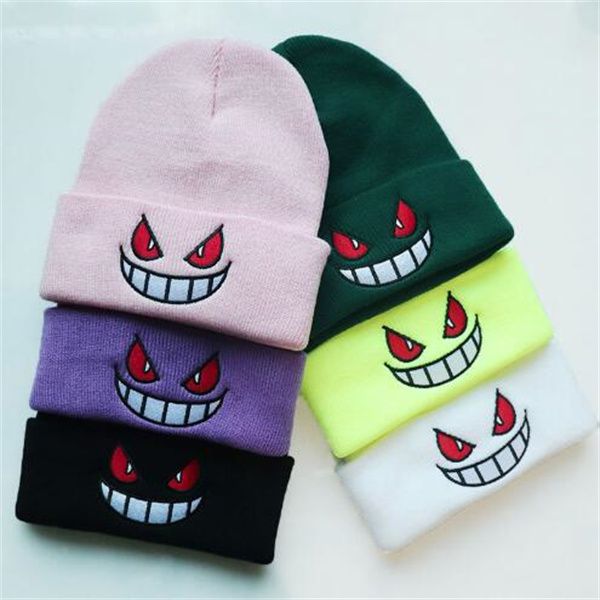 Gorras Unisex Gorro de invierno al aire libre para niños Gorro de punto con capucha de Gengar para niños Sombreros de Halloween casuales para exteriores GC1871