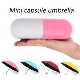 Cápsula Mini Paraguas Lluvia Bolsillo AntiUV Protección s A prueba de viento Plegable s Para Mujeres Niños Y200324