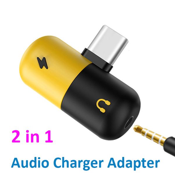 Capsule pilule charge rapide Type C vers écouteur 3.5mm câble Audio chargeur adaptateur séparateur pour téléphone Android casque