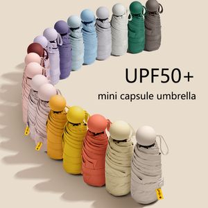 Capsule Parapluie Solaire Femme Protection Solaire Protection UV Parasol Soleil Pluie Parapluie Double Usage Mini Cinq Fois Ultra-Léger Compact Portable