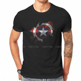 Captain A Break Through Man's TShirt Disney Captain America Film Crewneck Tops 100% Cott T Shirt Humour Idée cadeau de haute qualité R7WD #