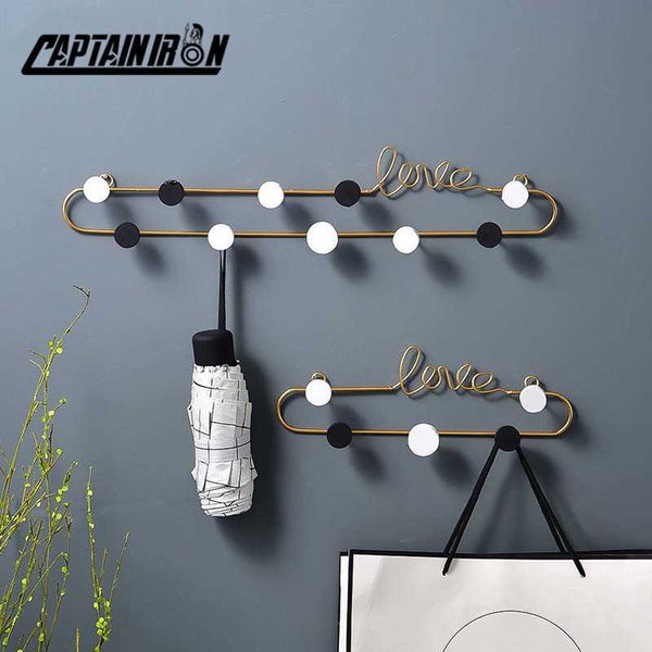 Captainiron Iron Home Love Lettre Crochets décoratifs Porte-clés Mur Décoration en métal Manteau Perchero Outils Cintre pour la cuisine à domicile 210609