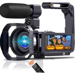 Capture videos 4K nítidos con esta videocámara profesional para transmisión de YouTube y vlogging. ¡Cuenta con WIFI, lapso de tiempo, cámara web y estabilizador para videos de alta calidad!