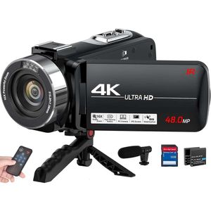 Leg elk moment vast in een verbluffende 4K Ultra HD met deze 48MP vloggingcamera voor YouTube - inclusief externe microfoon, 16x digitale zoom, 30 IPS -scherm en 2 batterijen