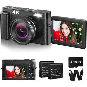 Capturez de superbes images 4K avec notre appareil photo de vlogging 48MP - parfait pour YouTube!Comprend une carte de 32 Go, la mise au point automatique, la stabilisation du flash et le zoom 16x pour les plans nets et clairs