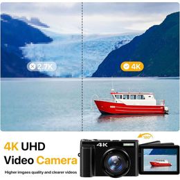 Capturez de superbes photos et vidéos 4K avec cet appareil photo 4K Autofocus - parfait pour le vlogging et YouTube - comprend la carte SD et les batteries