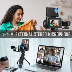 Capturez de superbes photos et vidéos 4K avec le kit Vlogger pour appareil photo numérique GAnica 48MP - Comprend un microphone, une télécommande et un trépied pour la photographie professionnelle