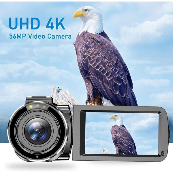 Capturez de superbes vidéos 4K avec cette caméra de vlogging 56MP - WiFi, écran tactile, vision nocturne, zoom numérique 16X - Parfaite pour YouTube et Vlogging