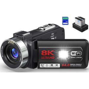 Leg verbluffende 8K-video's vast met deze 64 MP digitale camcorder voor YouTube-vloggen, 30-inch flip-screen, 32 GB SD-kaart, afstandsbediening en twee batterijen inbegrepen