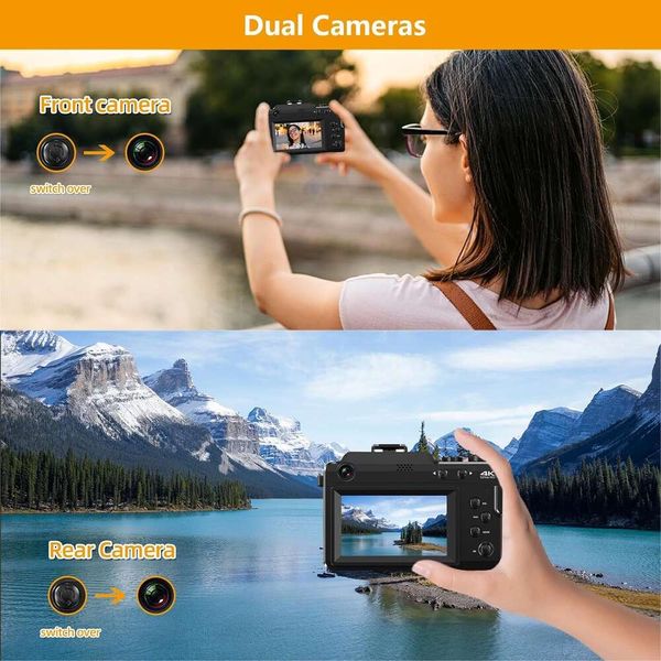 Capture impresionantes fotos con cámara digital LovePo5 4K - Cámara de blog de enfoque automático de 56 megapíxeles con lentes traseras traseras, zoom de 18x, wifi, tarjeta SD, pantalla de resolución de alta alta resolución de 3 pulgadas