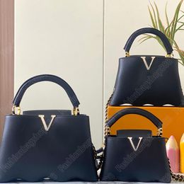 Capushell MM luxe handtas hoogwaardige designertas Mode Capucines Grote capaciteit vrouw winkelen Crossbody tassen Kalfsleer Golfvormige bodem Schoudertassen