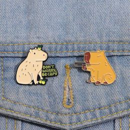 Capybara en Yuzu Emaille Pins Custom Maak je geen zorgen Capy Broches Revers Badges Dier Sieraden Cadeau voor Vrienden