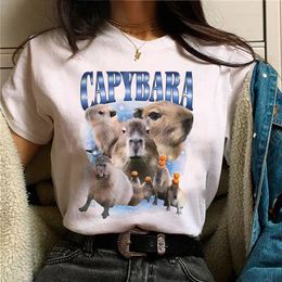 Capybara Tee Women Graphic T Shirt Femenina Harajuku Y2K 2000s Clothing 240411