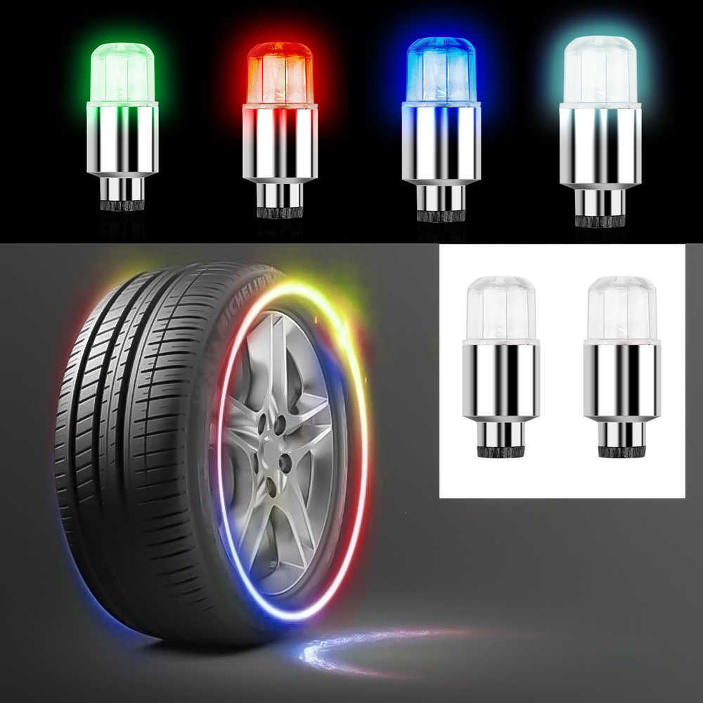 Voiture 1 paire de voiture moto enjoliveurs décoration lumières pour pneu moyeu roue lumières vélo déco Led fermé pneu Valve voiture accessoires