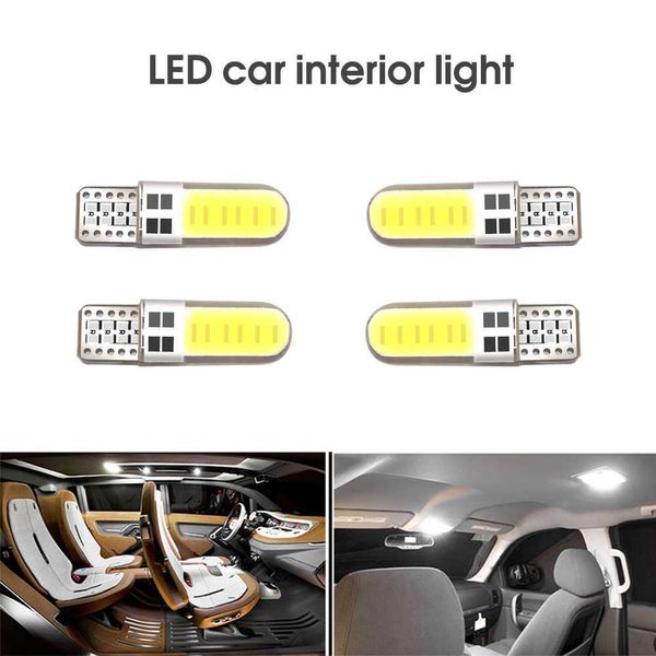 Coche 10 Uds luces de distancia de seguridad para coche T10 Cob 4 6 12 Smd bombillas Led interiores para automóvil Canbus blanco 5730 Led 12v bombilla de lámpara de cuña lateral para coche