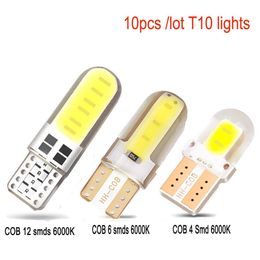 Ampoules de voiture T10 Cob 4 6 12 Smd, 10 pièces, ampoules de dégagement en Gel de silice, Canbus blanc 5730 Led 12v, lampe à cale latérale de voiture