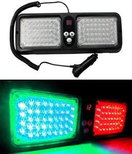 Auto 12 Modi 86 LED noodwaarschuwing Zon Visor Strobe Lights Green Red5061381