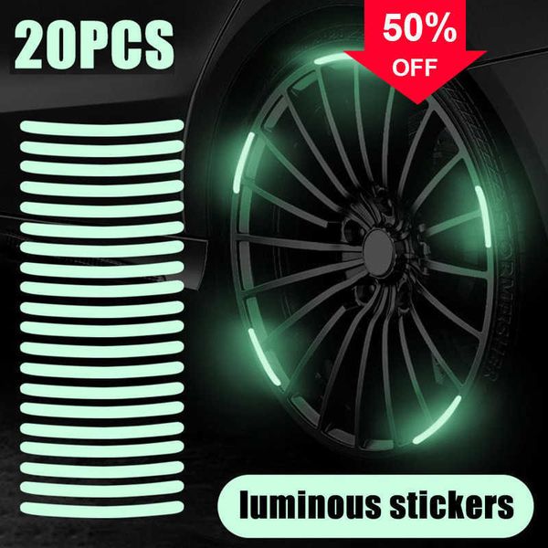 Voiture 20/40 pièces autocollant de pneu de voiture lumineux moyeu de roue bandes Dacal réfléchissantes colorées moto vélo pneu jante autocollant décoratif