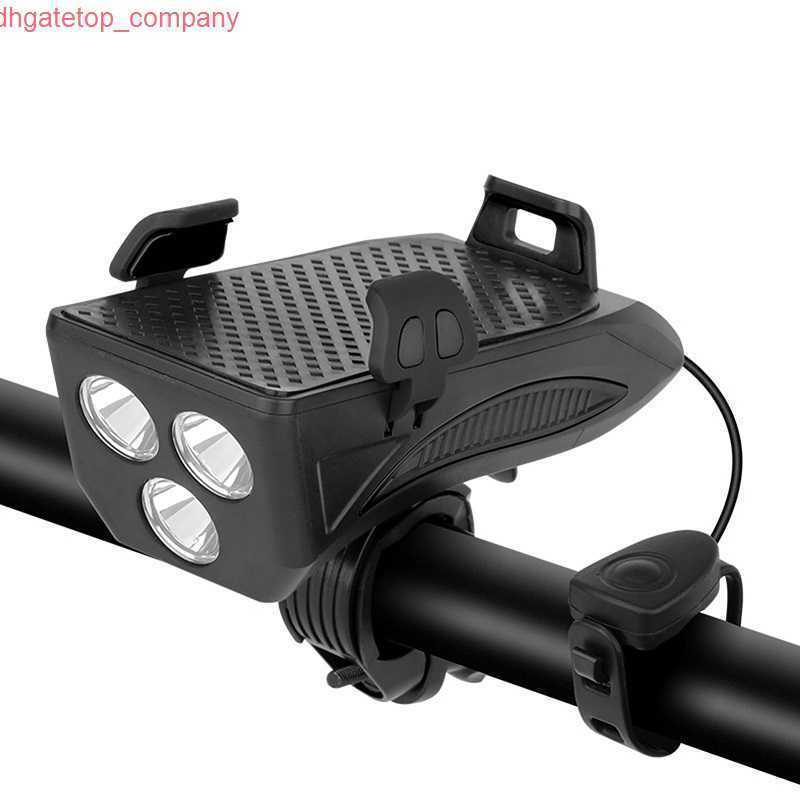 Voiture 4 en 1 vélo lumière support de téléphone support lampe de poche vélo klaxon alarme cloche batterie externe vélo accessoires vélo avant lampe vtt