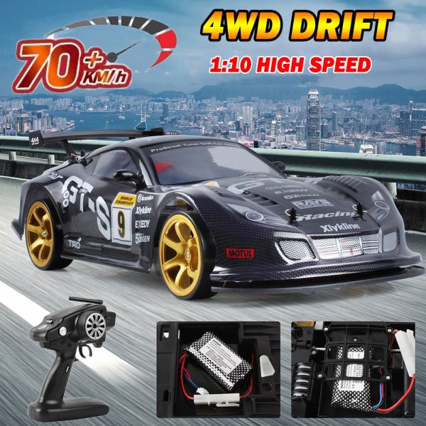 CAR 70 km/h RC Toy de automóvil 1:10 Drift de alta velocidad Racería Vehículo de control remoto de automóvil 4WD GTR Sports Car para niños Regalo de cumpleaños para niños