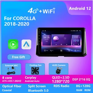 Voiture 9 pouces vidéo Android 12 pour Toyota COROLLA 2018-2020 Radio 4G LTE Navigation GPS lecteur multimédia sans fil Carplay Auto BT