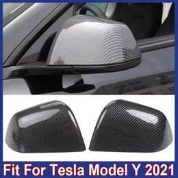 Accessori per auto 2 pezzi copertura dello specchio della porta laterale dell'auto per Tesla Model Y 2021 copertura dello specchio retrovisore dei lati della decorazione esterna dell'auto