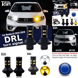 Accessoires de voiture 7440 WY21W T20 W21W pour Honda Jazz Fit 2016-2020 GK3 / 4/5/6 LED Daytime Running Light Turn Drl 2in1