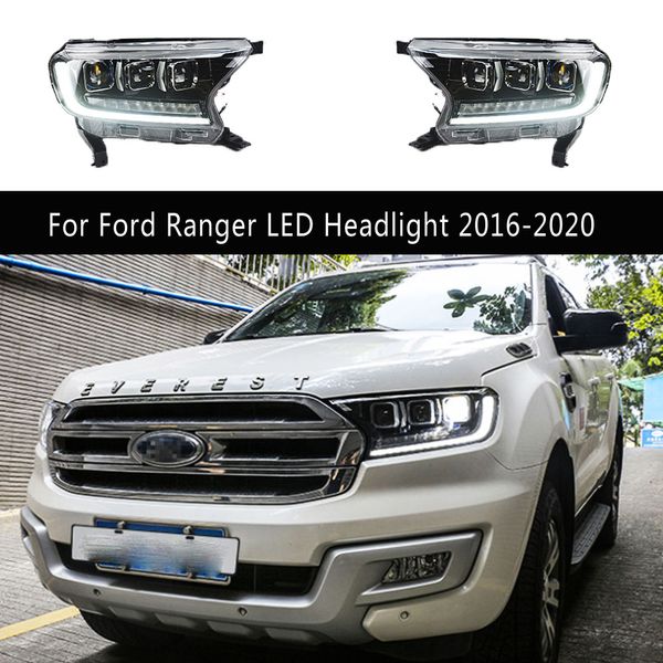 Accessoires de voiture feux de jour pour Ford Ranger ensemble de phares LED 16-20 lampe avant Streamer clignotant indicateur feux de route