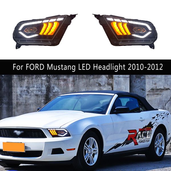 Accessoires de voiture feux de jour Streamer clignotant indicateur pour FORD Mustang phare LED assemblage 10-12 lampe avant