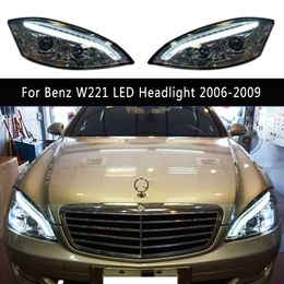 Accessoires de voiture Feu diurne DRL Lampe avant pour Benz W221 S300 S400 Phare LED 06-09 Streamer Clignotant Angel Eye Projecteur