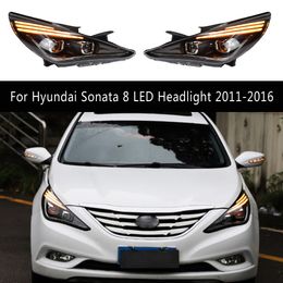 Accesorios del coche DRL Luz de circulación diurna para Hyundai Sonata 8 LED faro 11-16 Luz De Carretera Angel Eye proyector lente Streamer señal de giro