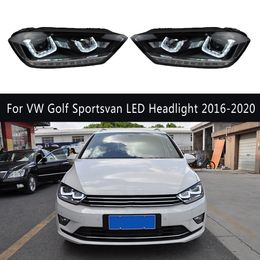 Accesorios para coche, luz de circulación diurna DRL, indicador de señal de giro tipo serpentina para Volkswagen Golf Sportsvan, conjunto de faros LED 16-20