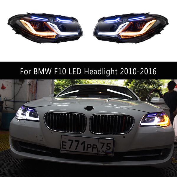 Accessoires de voiture DRL feux de jour Streamer clignotant pour BMW F10 520i 525i 530i 535i phare LED assemblage 10-16 pièces d'auto