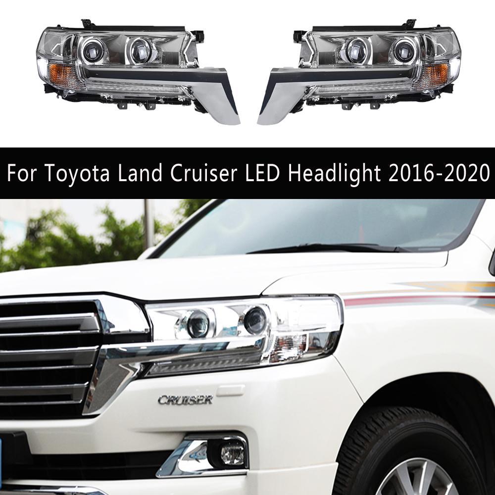 Car Accessories DRL Daytime Running Light Front Lamp For Toyota Land Cruiser LED Headlight Assembly 16-20 Streamer Turn Signal