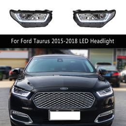 Accesorios para coche, lámpara frontal, luz de circulación diurna para Ford Taurus 15-18, conjunto de faros LED, indicador de señal de giro tipo serpentina