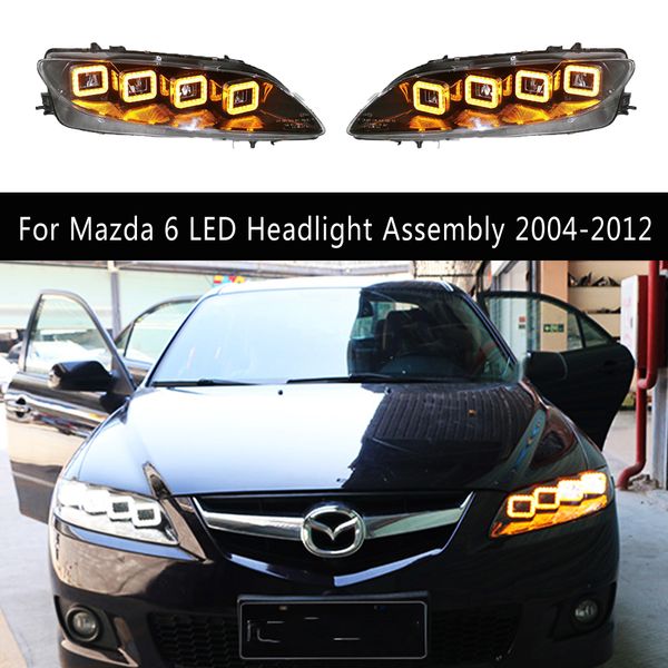 Accesorios de automóviles Lámpara frontal DRL Daytime Running Streamer Featling de la señal de giro para Mazda 6 LED Beaflight Assembly 04-12