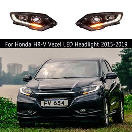 Auto-accessoires Voorlamp voor Honda HR-V Vezel LED-koplamp Montage 15-19 Dynamische streamer Turn Signal Indicator Hoge balk